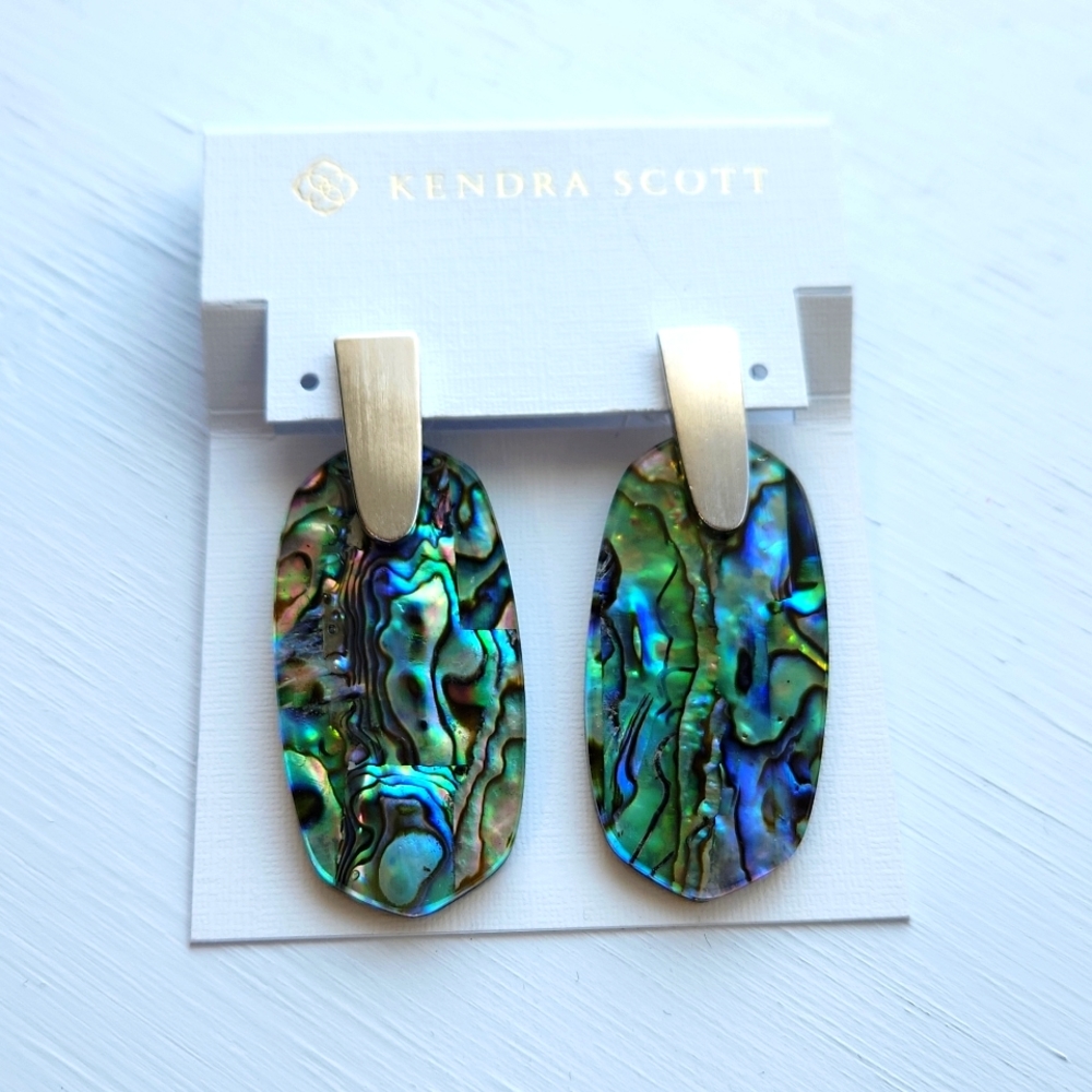 Kendra Scott ● Aragon Silver Abalone Drop Earrings - Picture 2 of 5